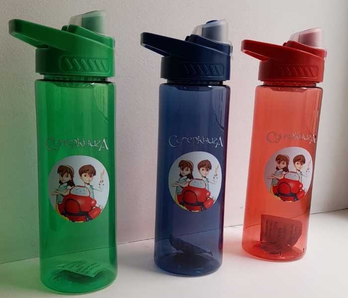 Бутылка для воды с героями мультфильма и логотипом 